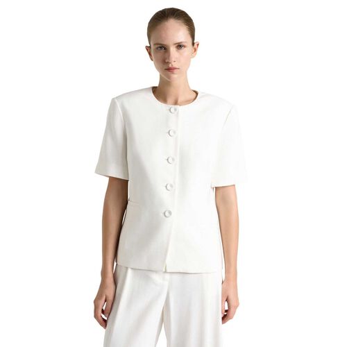 Cue Ivory Viscose Twill Short Sleeve Top